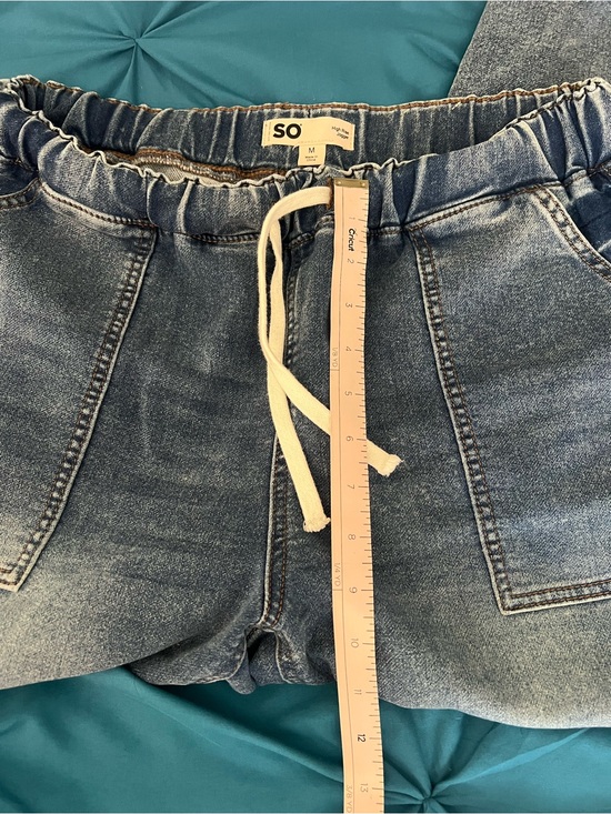SO Denim - SO Light Blue Washed Denim mid rise Jogger jeans with White Drawstring